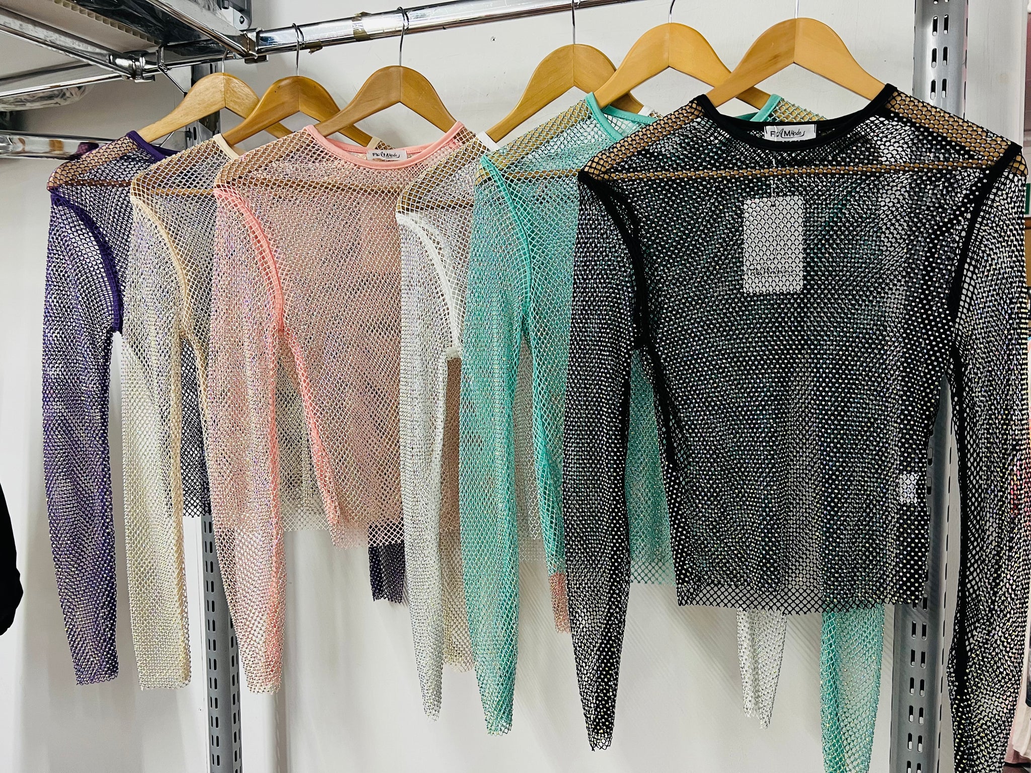 Shimmer Mesh Sparkle Festival Tops