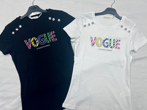 Vogue Button Shoulder T-shirts