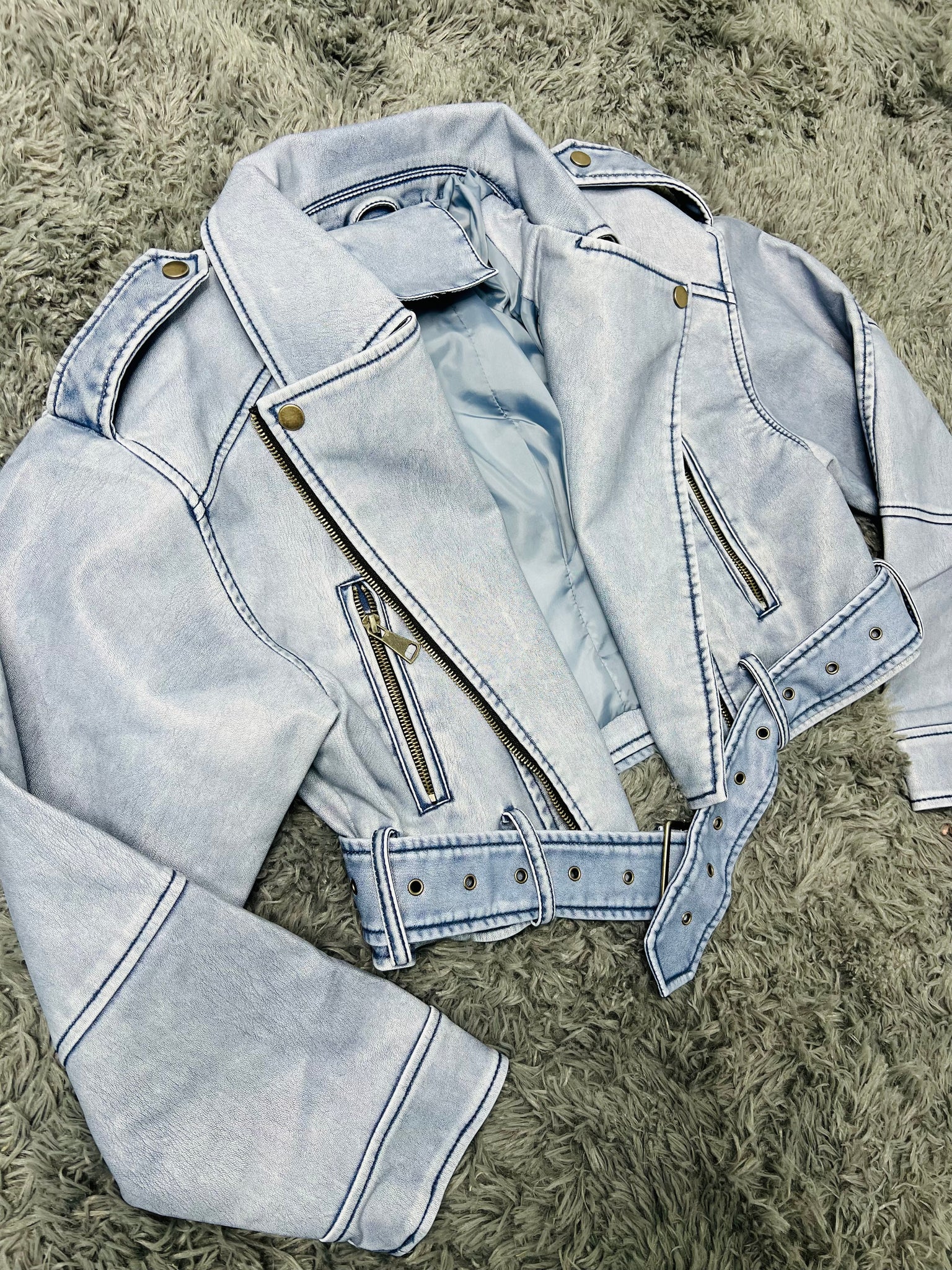 Blue Zara Pu Jacket