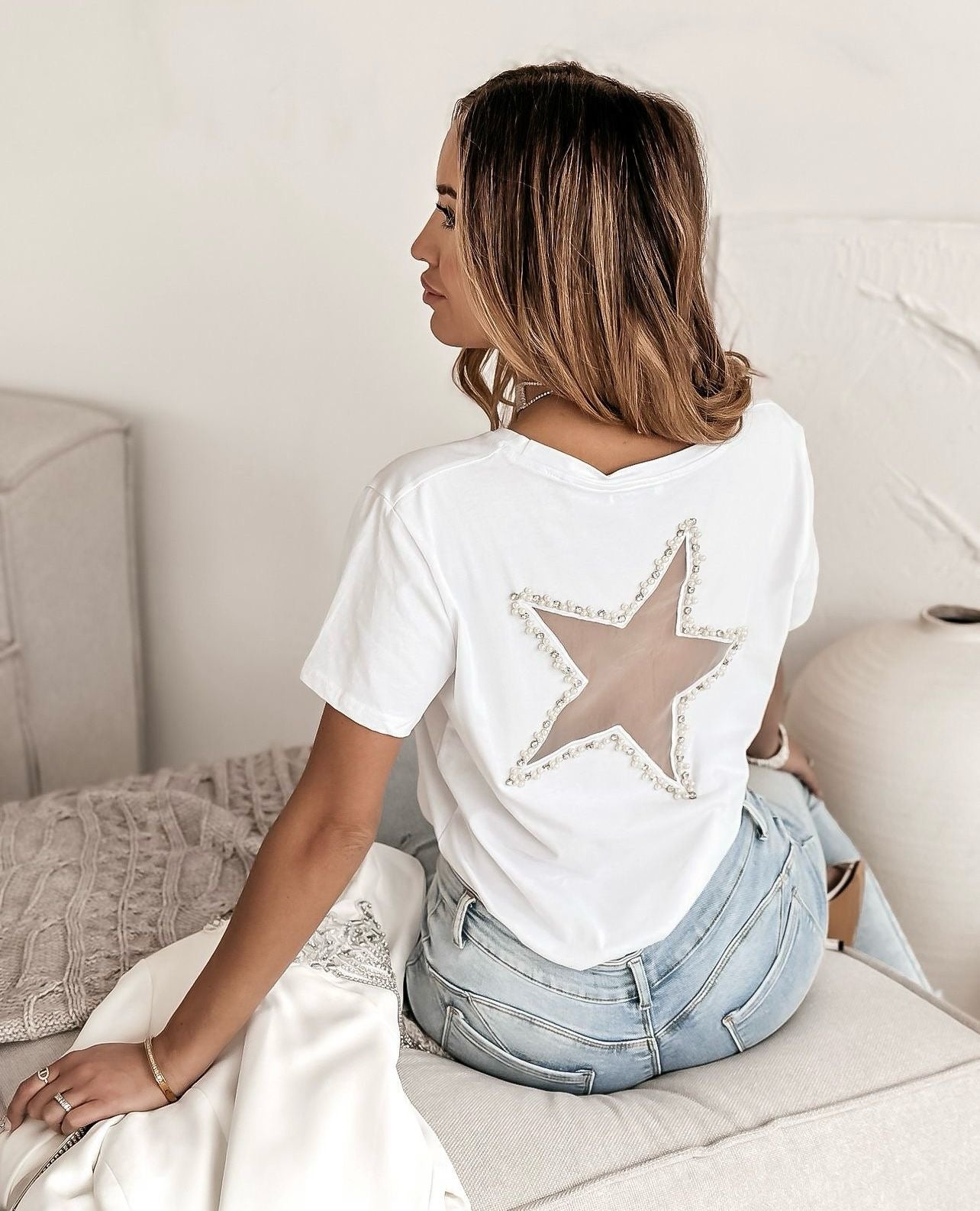 Star Studded Mesh T-shirts