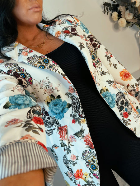 Skull Floral Design Blazers