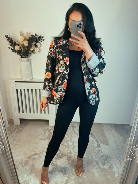 Skull Floral Design Blazers