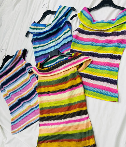 Vienna Multicoloured Bardot Tops