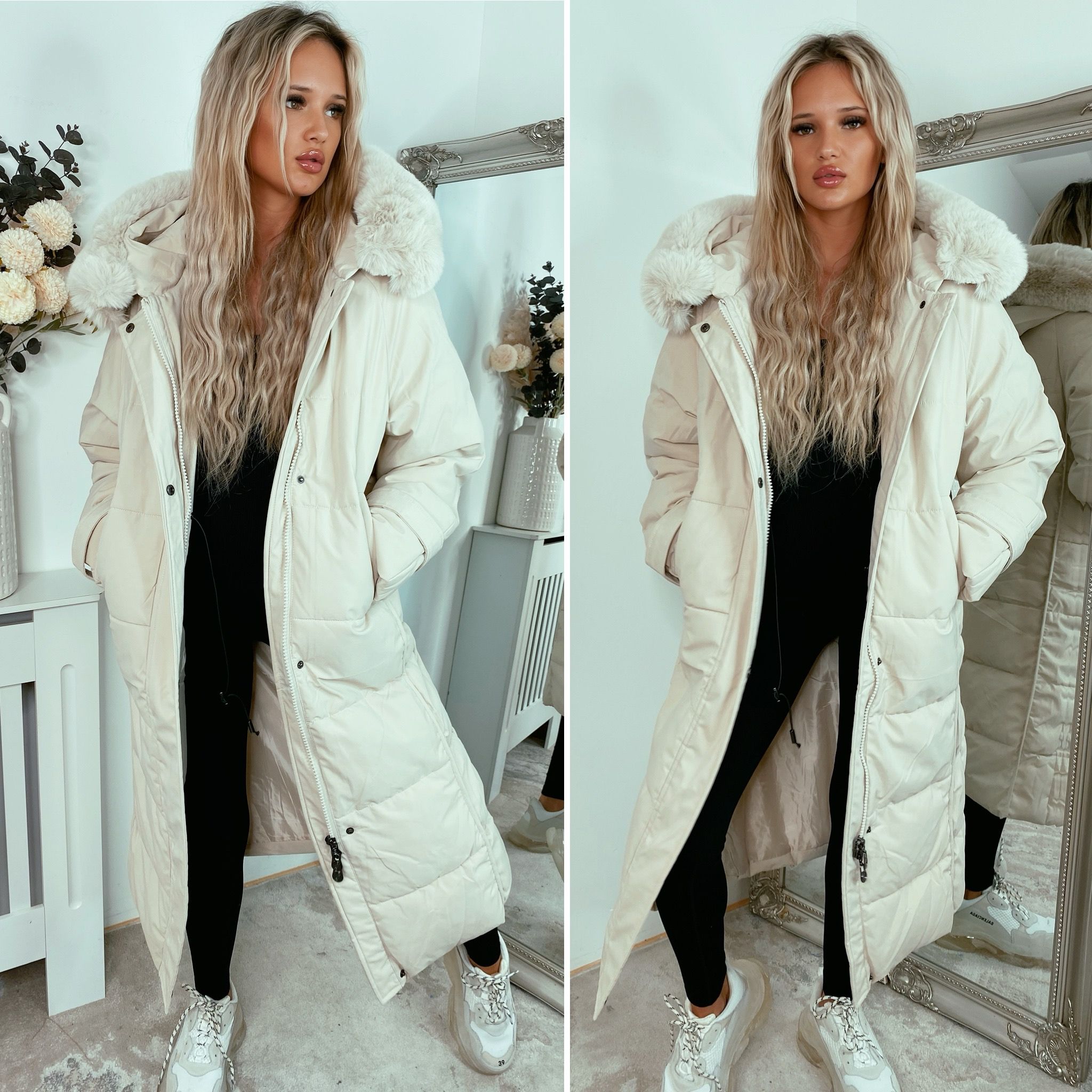 Faux fur padded coat sale