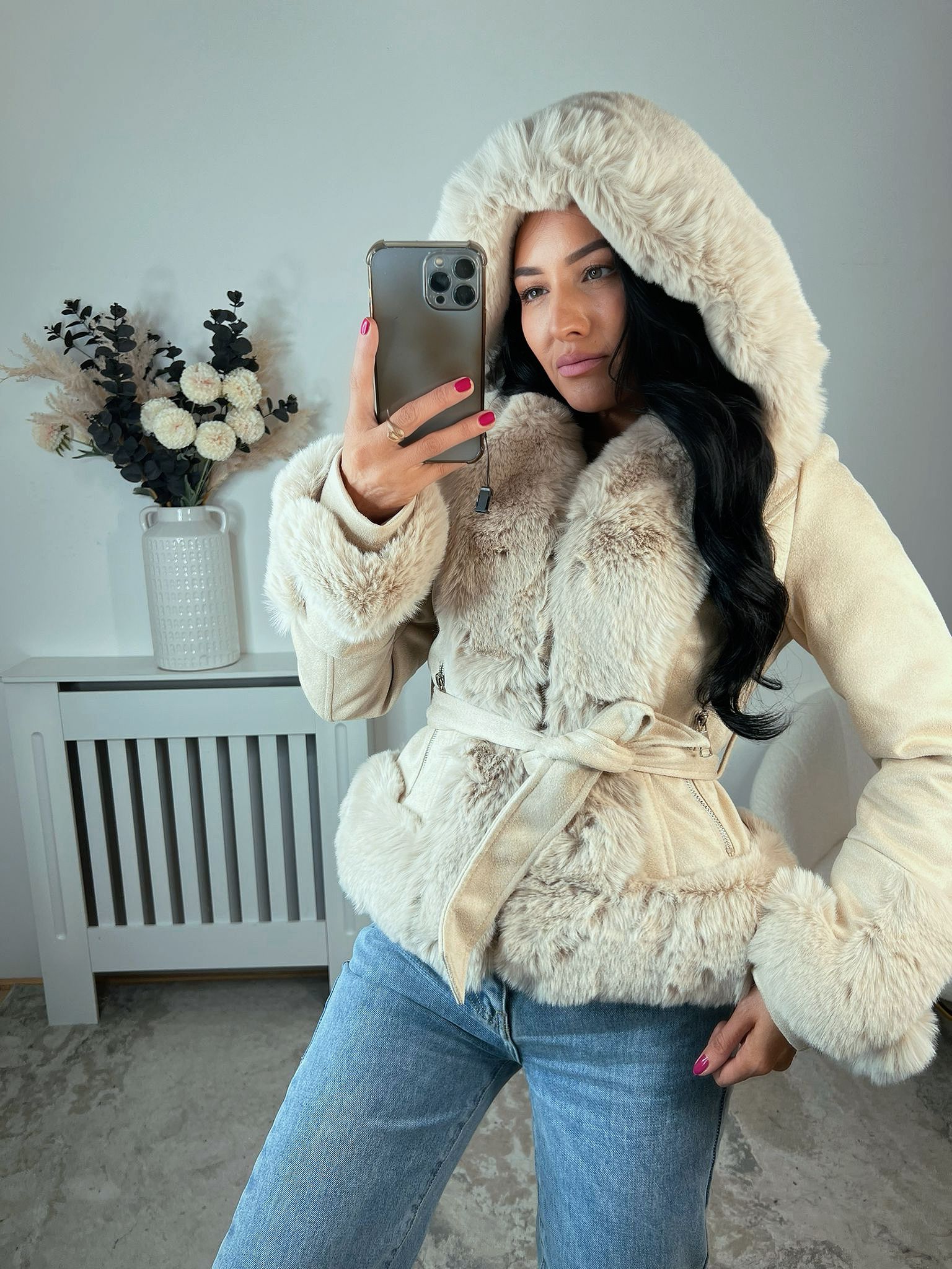 Kamila Suede Faux Fur Jackets